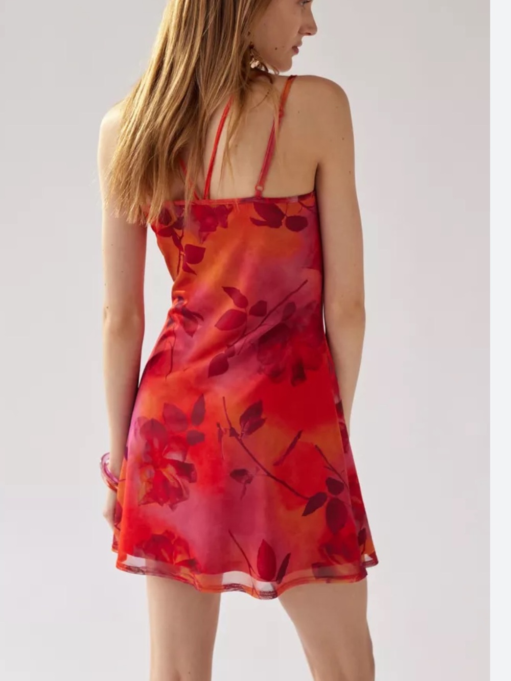 Urban Outfitters Red Floral Textured Dress size: M